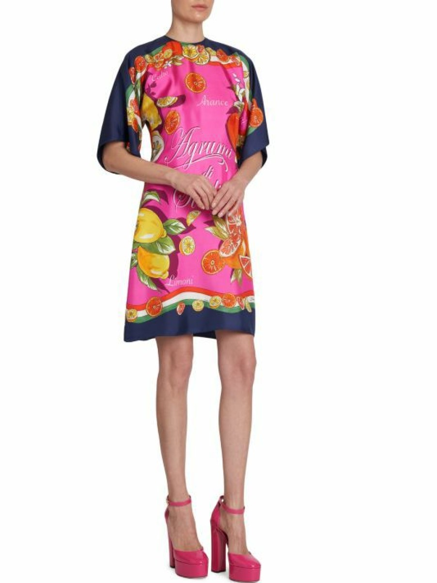 Women'S Clothing * | Dolce&Gabbana Capri Painterly Colorblocked Silk Minidress