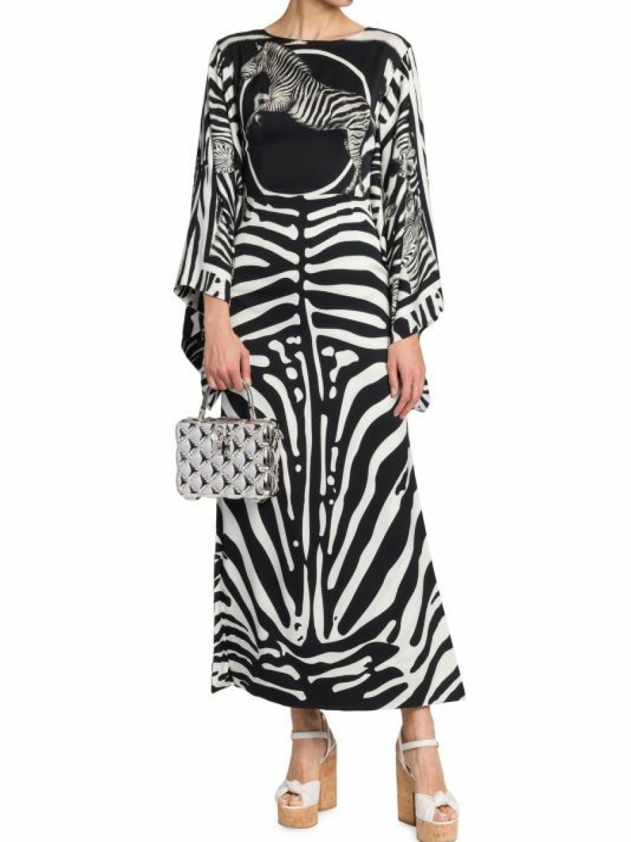 Women'S Clothing * | Dolce&Gabbana Zebra Charmeuse Zebra-Print Maxi Dress