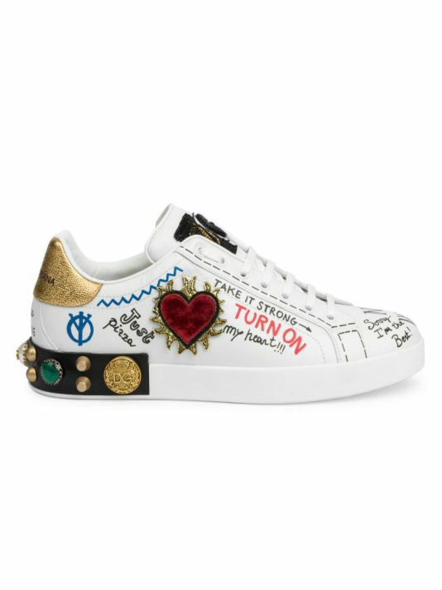 Men * | Dolce&Gabbana Portofino Embellished Logo Sneakers For Men