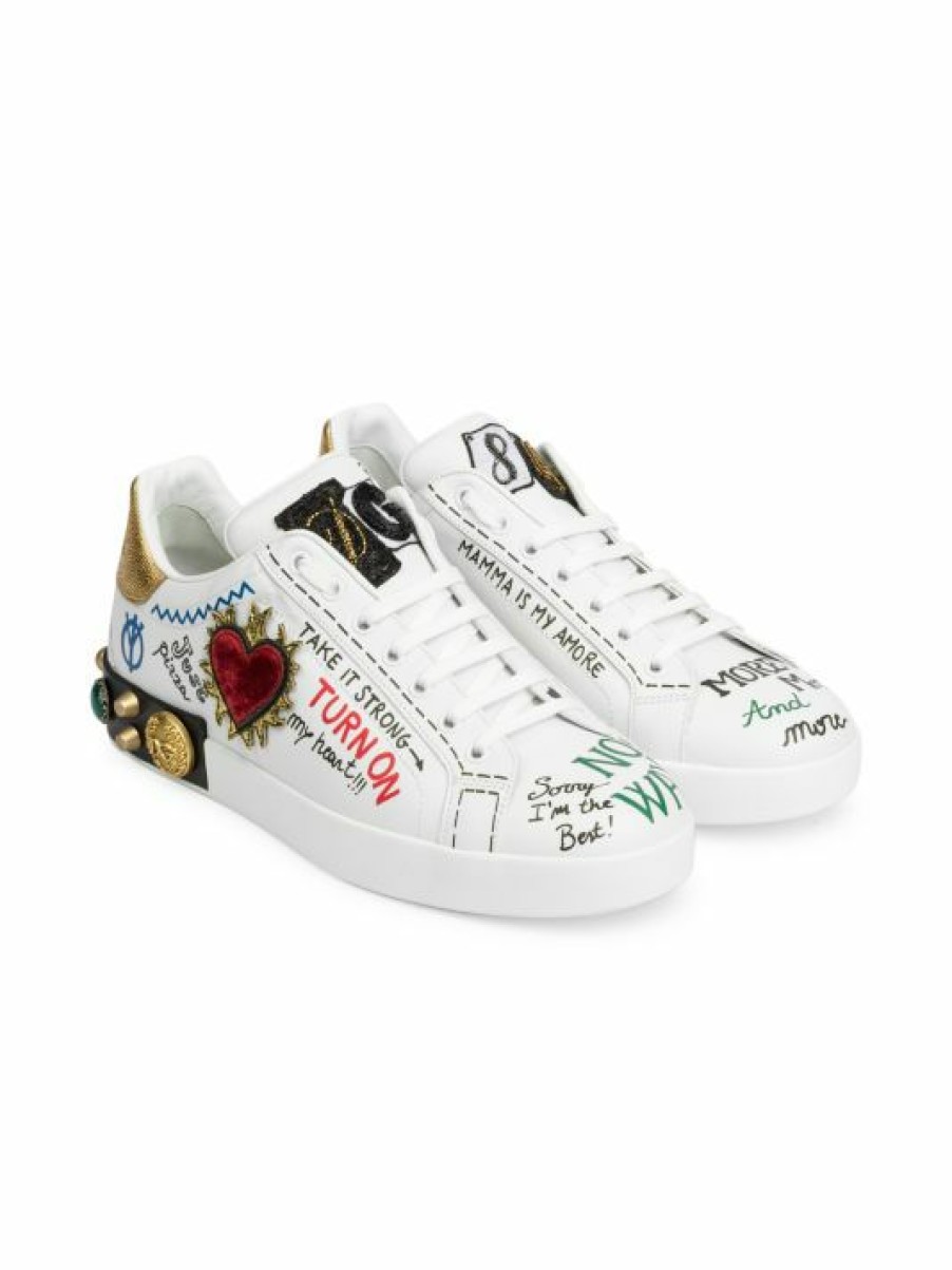 Men * | Dolce&Gabbana Portofino Embellished Logo Sneakers For Men