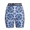 Men * | Dolce&Gabbana Blu Mediterraneo Logo-Waist & Painterly-Print Bike Shorts