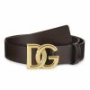 Accessories * | Dolce&Gabbana Dg Logo Leather Belt For Men Oro