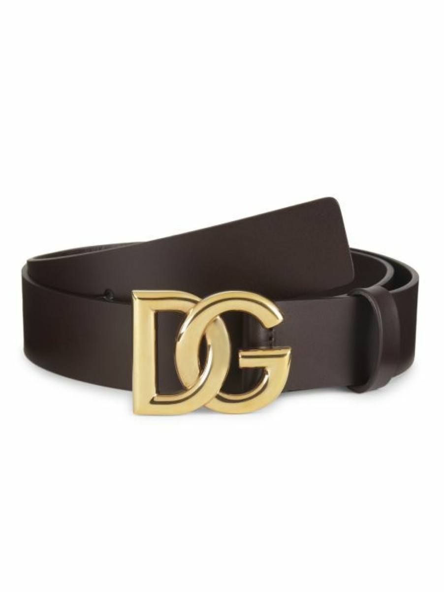 Accessories * | Dolce&Gabbana Dg Logo Leather Belt For Men Oro