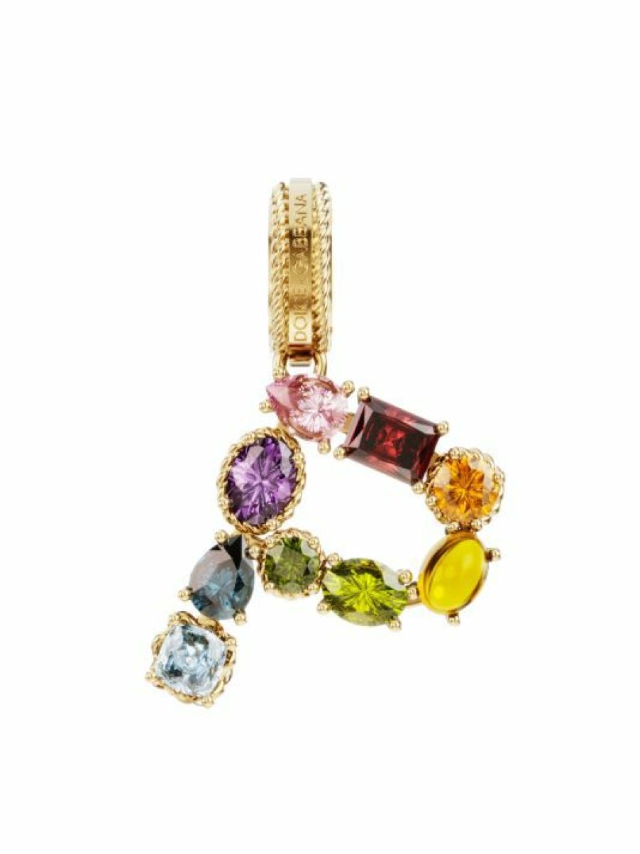 Jewelry * | Dolce&Gabbana Rainbow Alphabet 18K Yellow Gold & Multi Gemstone Initial P Charm