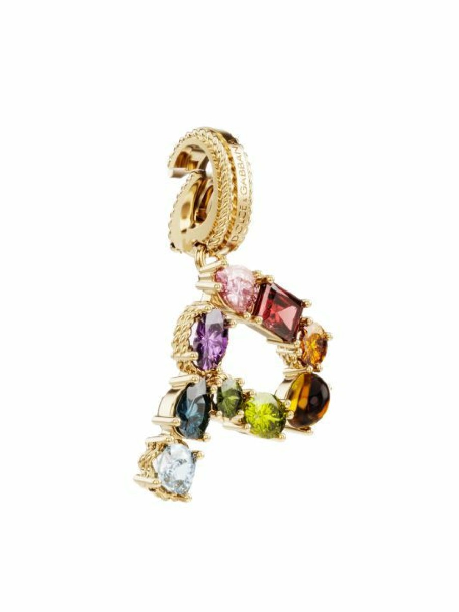 Jewelry * | Dolce&Gabbana Rainbow Alphabet 18K Yellow Gold & Multi Gemstone Initial P Charm