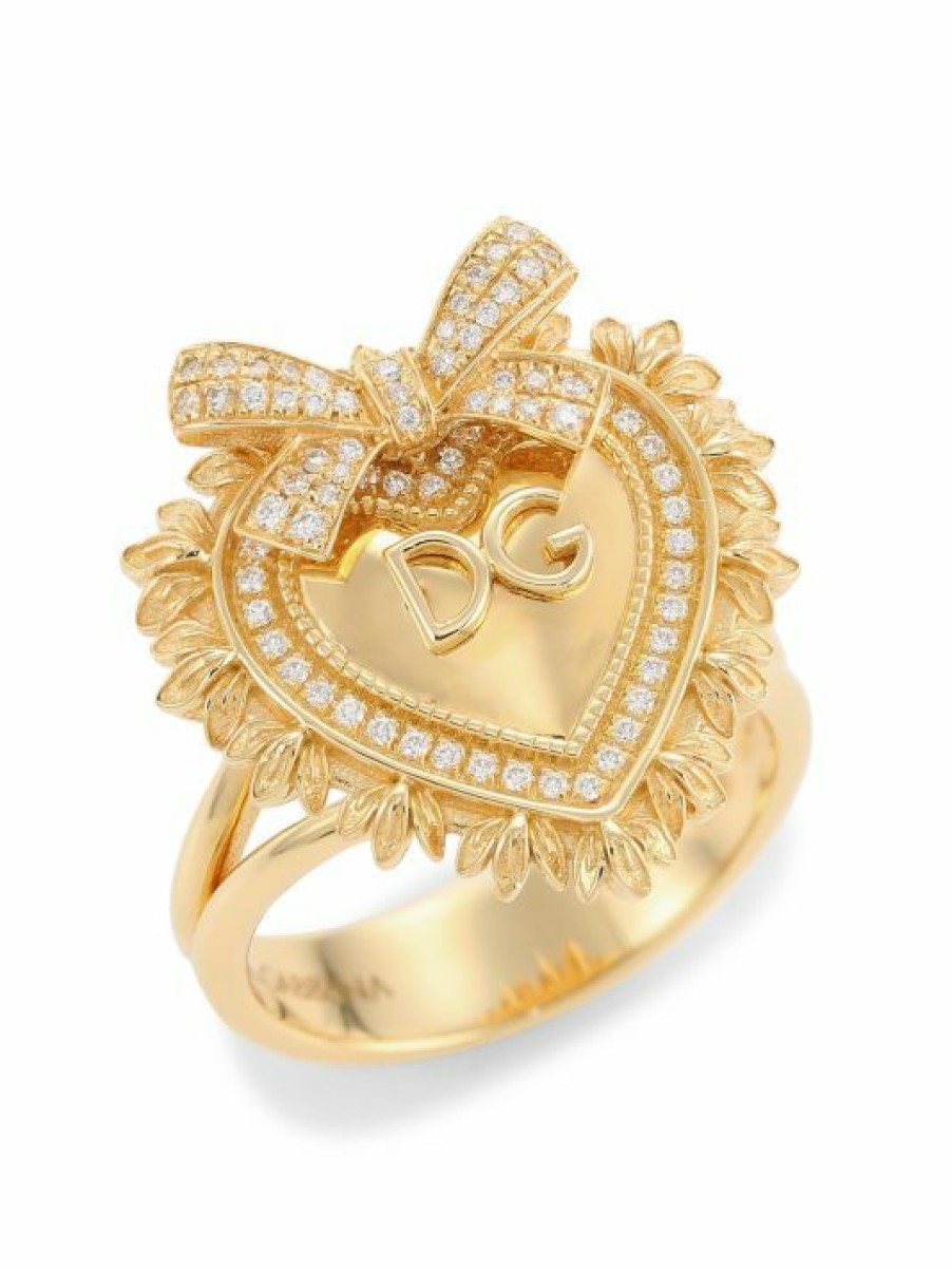 Jewelry * | Dolce&Gabbana 18K Yellow Gold & Diamond Sacred Heart Engraved Ring