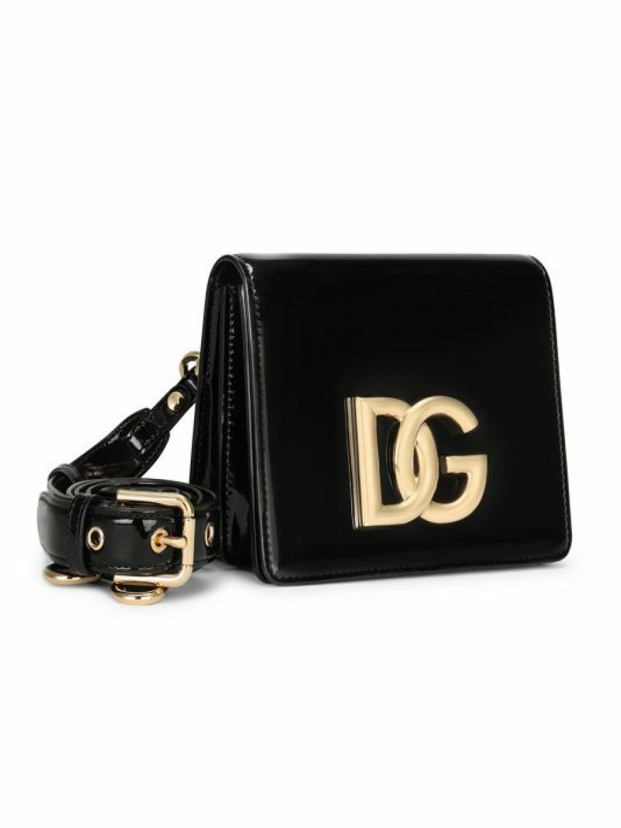 Handbags * | Dolce&Gabbana Patent Leather Dg Millennial Wallet-On-Strap