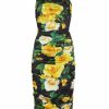 Women'S Clothing * | Dolce&Gabbana Ruched Floral Knee-Length Dress