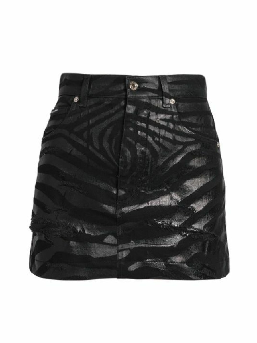 Women'S Clothing * | Dolce&Gabbana Zebra Coated Zebra-Print Denim Miniskirt