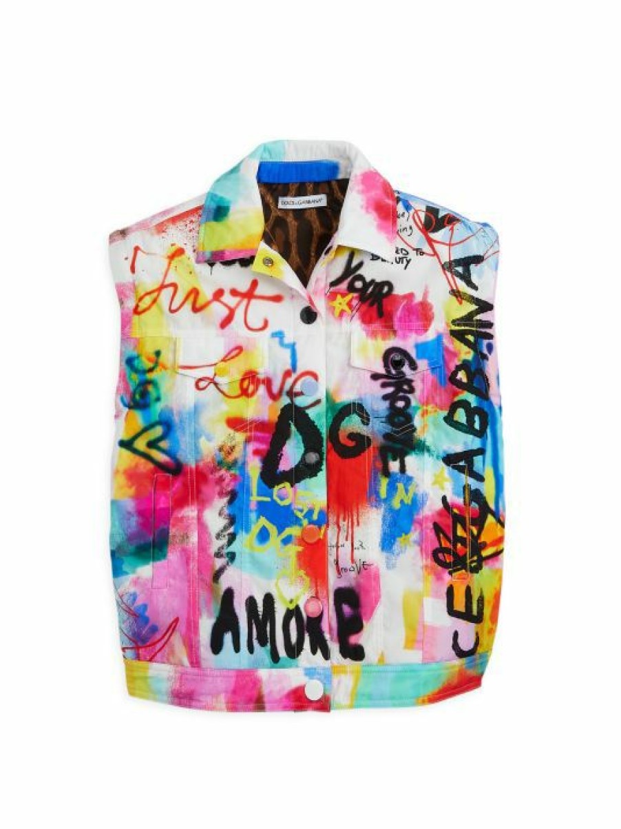 Kids * | Dolce&Gabbana Kid'S Removable Sleeves Logo Jacket For Kids