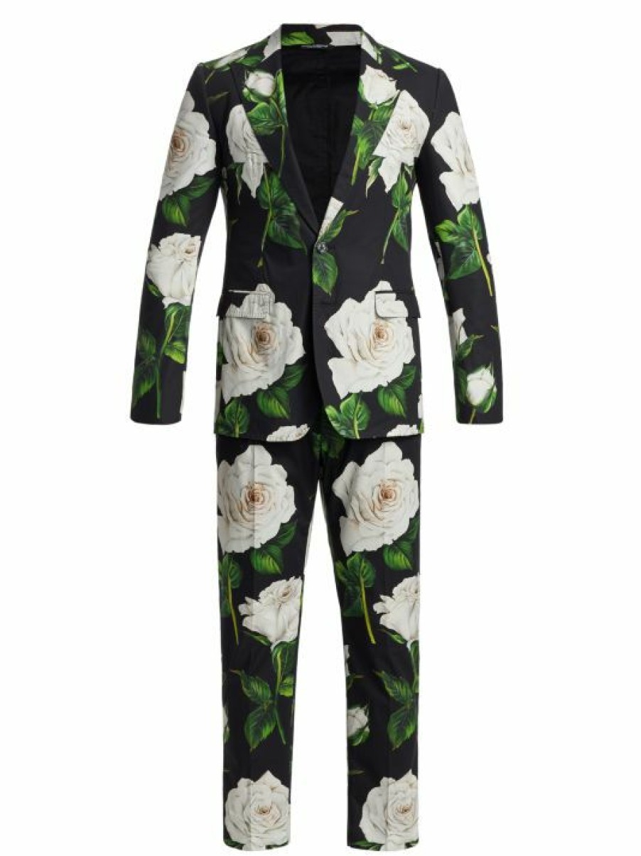 Men * | Dolce&Gabbana 2-Piece Floral Print Cotton Suit For Men