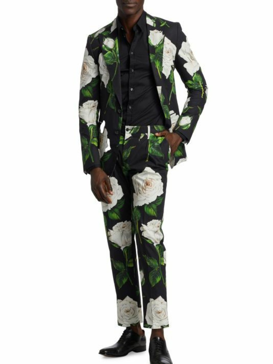 Men * | Dolce&Gabbana 2-Piece Floral Print Cotton Suit For Men