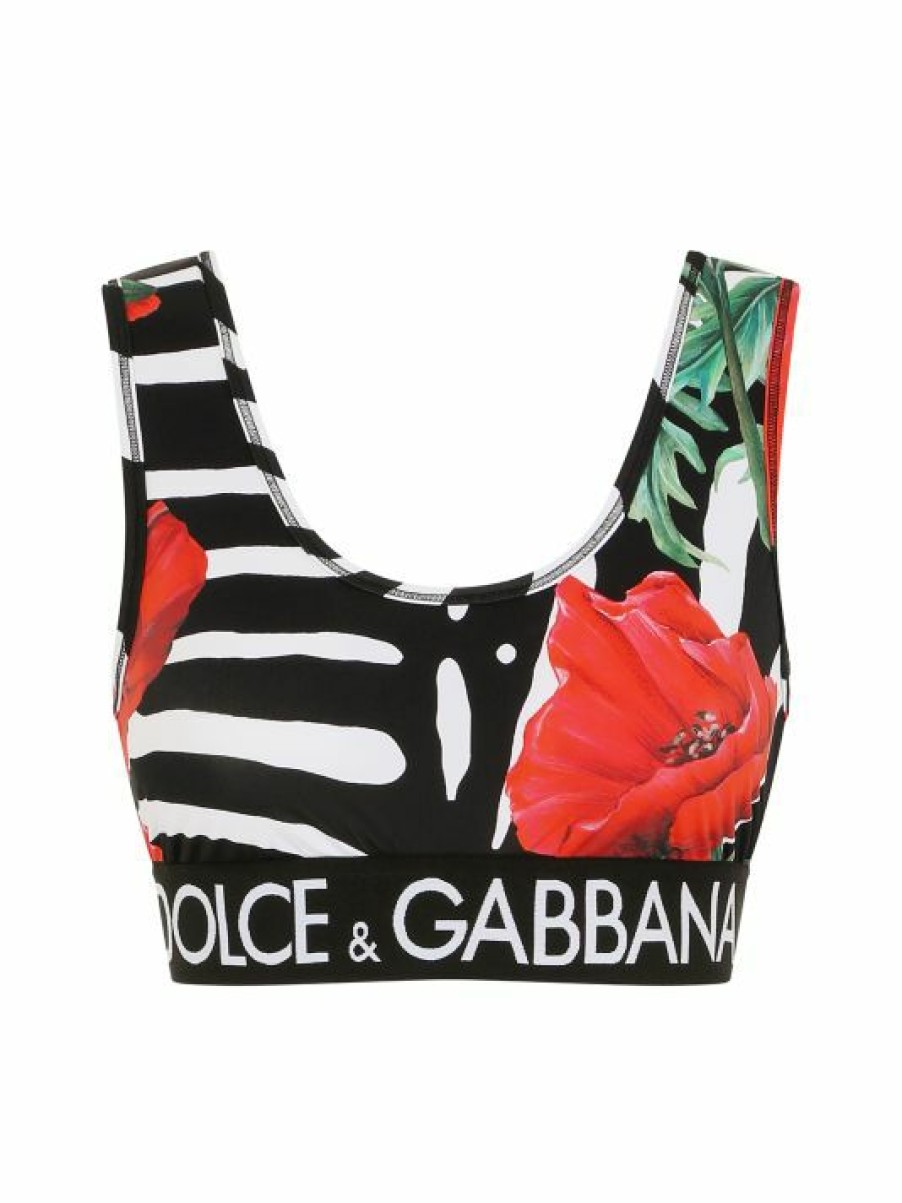 Men * | Dolce&Gabbana Poppy & Zebra-Print Sports Bra