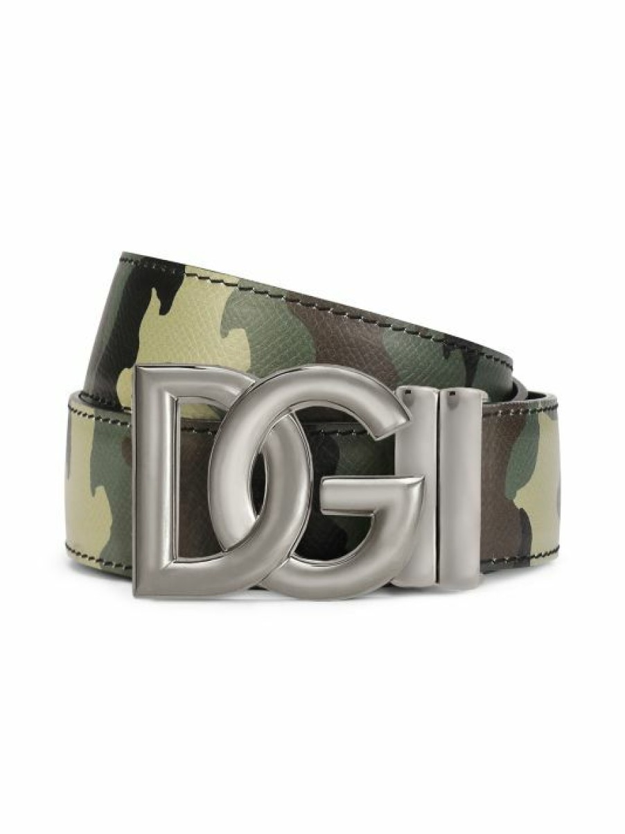 Accessories * | Dolce&Gabbana Dg Logo Camo-Print Leather Belt For Men