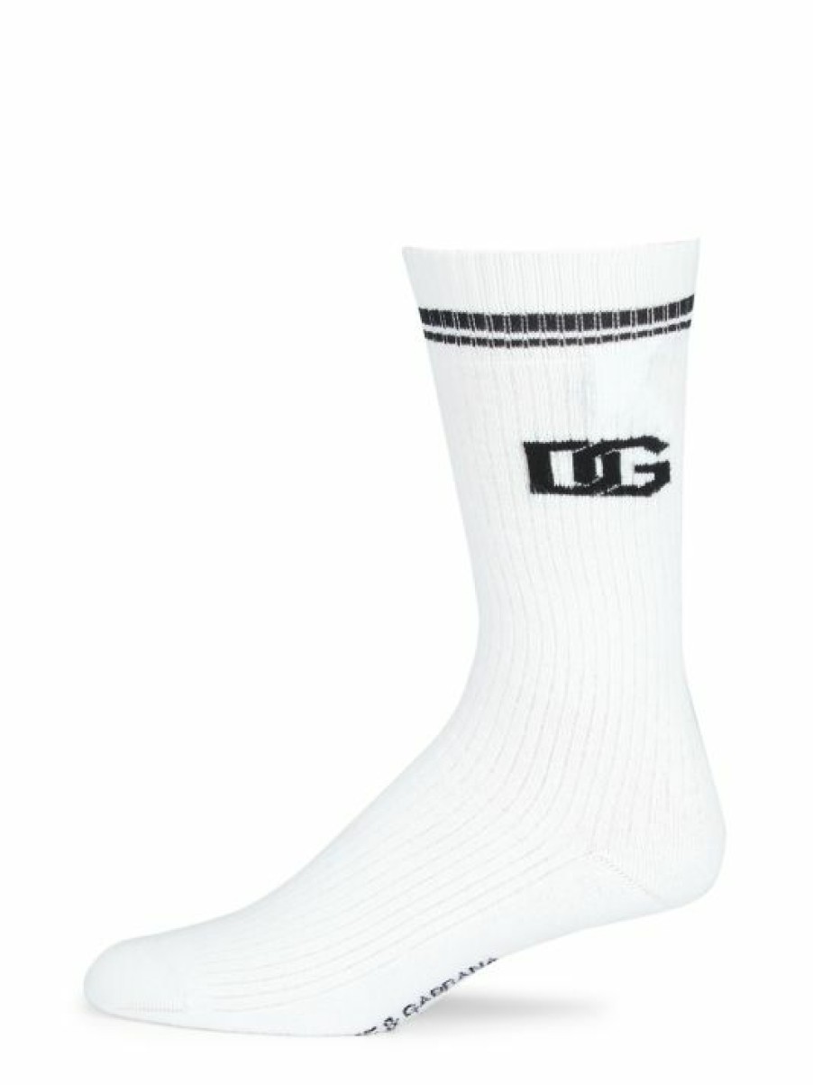 Men * | Dolce&Gabbana Dg Logo Calf Socks For Men