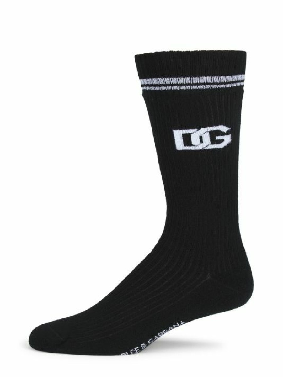 Men * | Dolce&Gabbana Dg Logo Calf Socks For Men