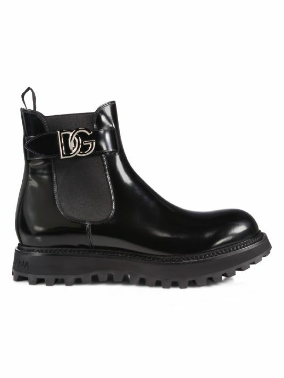 Men * | Dolce&Gabbana Bernini Logo Buckle Chelsea Boots For Men