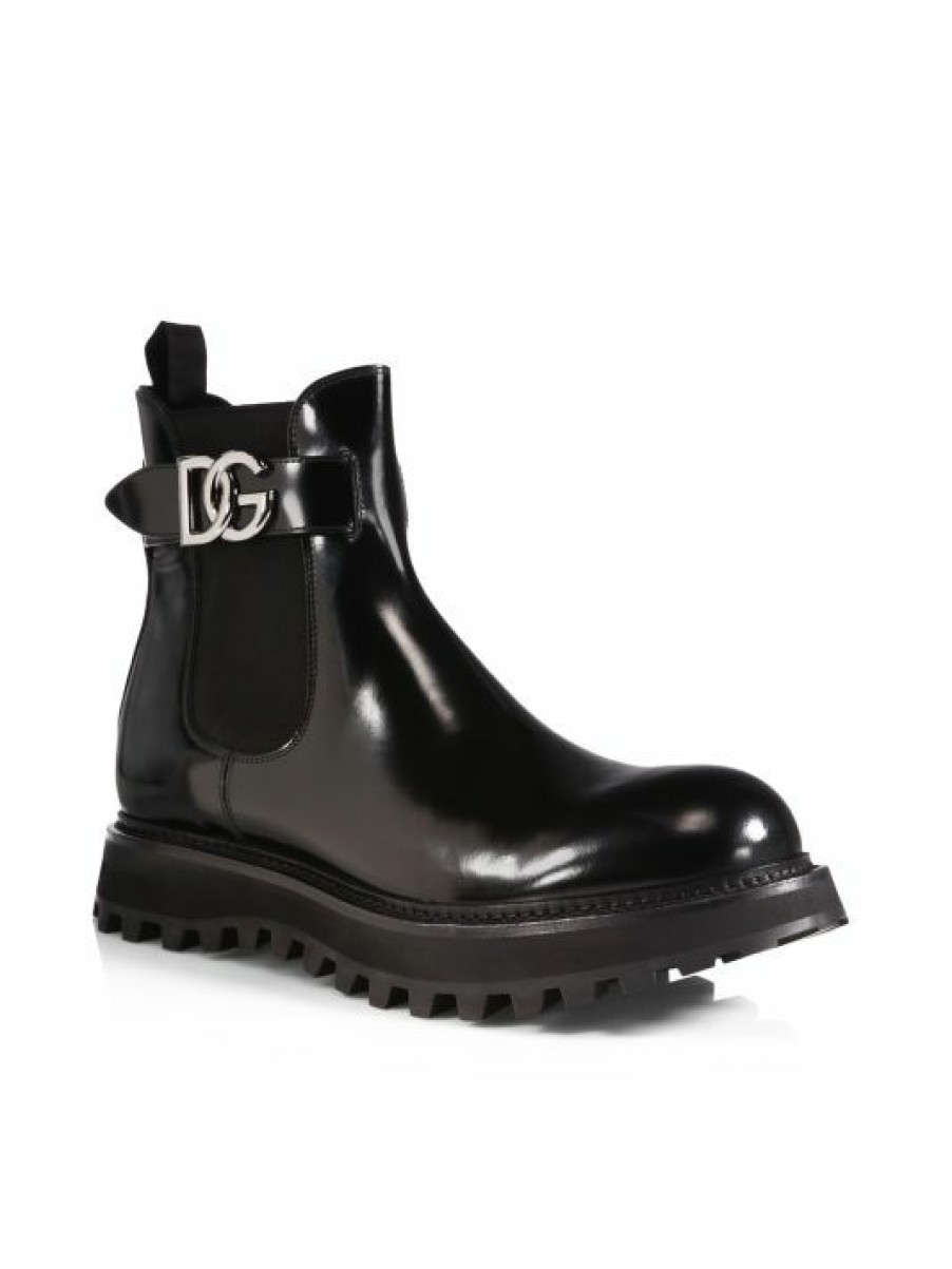 Men * | Dolce&Gabbana Bernini Logo Buckle Chelsea Boots For Men