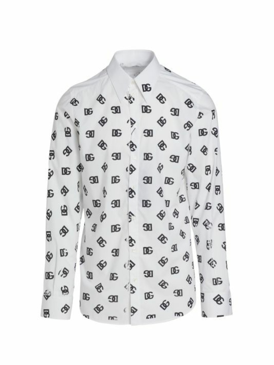 Men * | Dolce&Gabbana Logo Print Long-Sleeve Shirt For Men