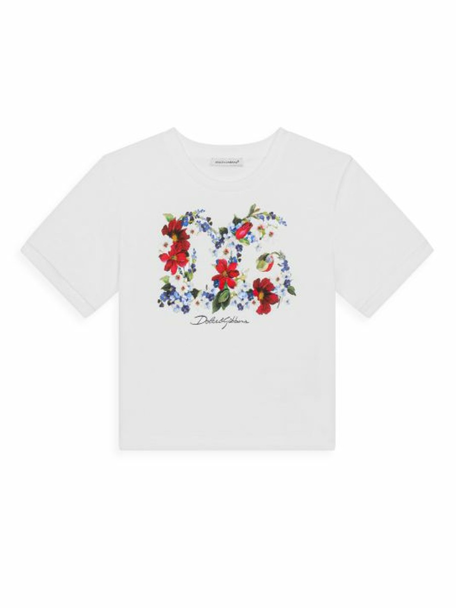 Kids * | Dolce&Gabbana Little Girl'S & Girl'S Floral Print Logo T-Shirt For Kids