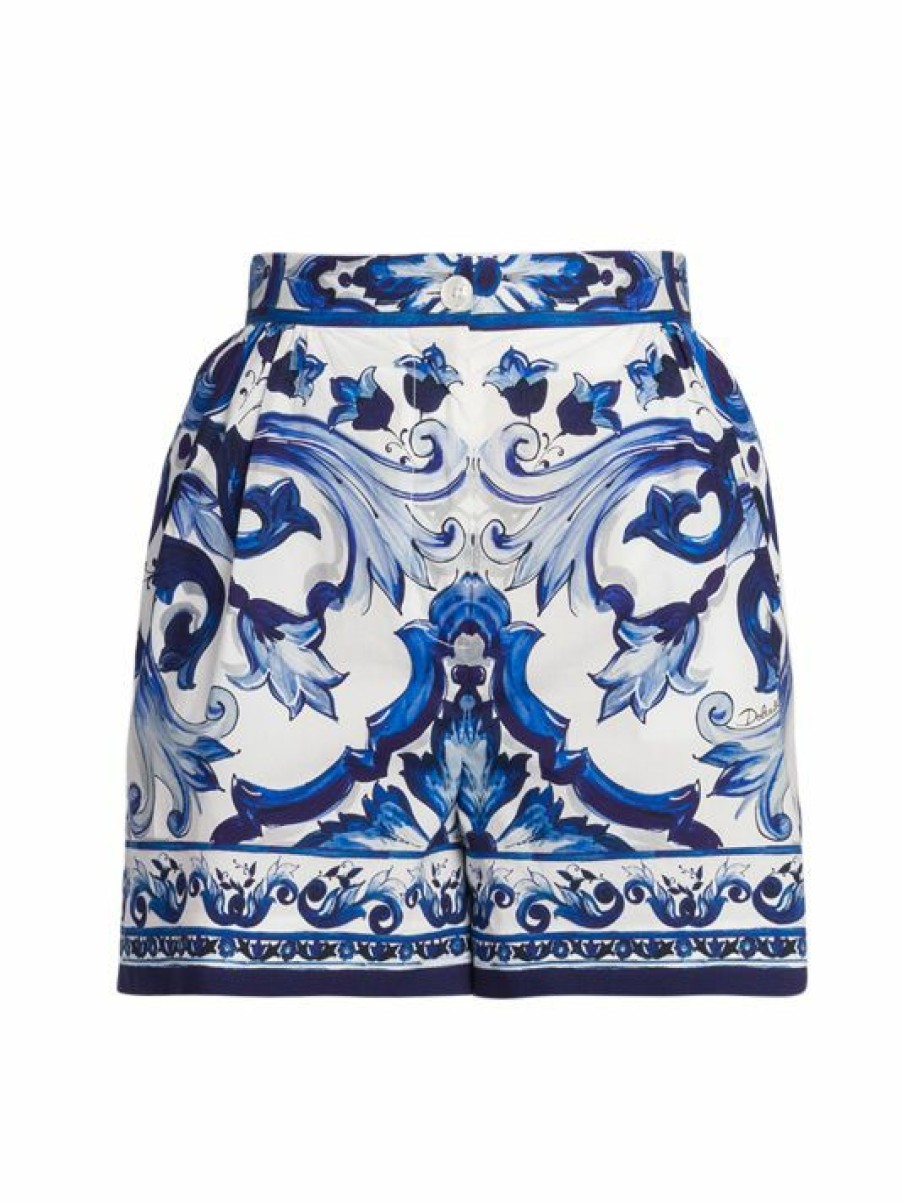 Men * | Dolce&Gabbana Blu Mediterraneo Painterly Wide-Leg Shorts