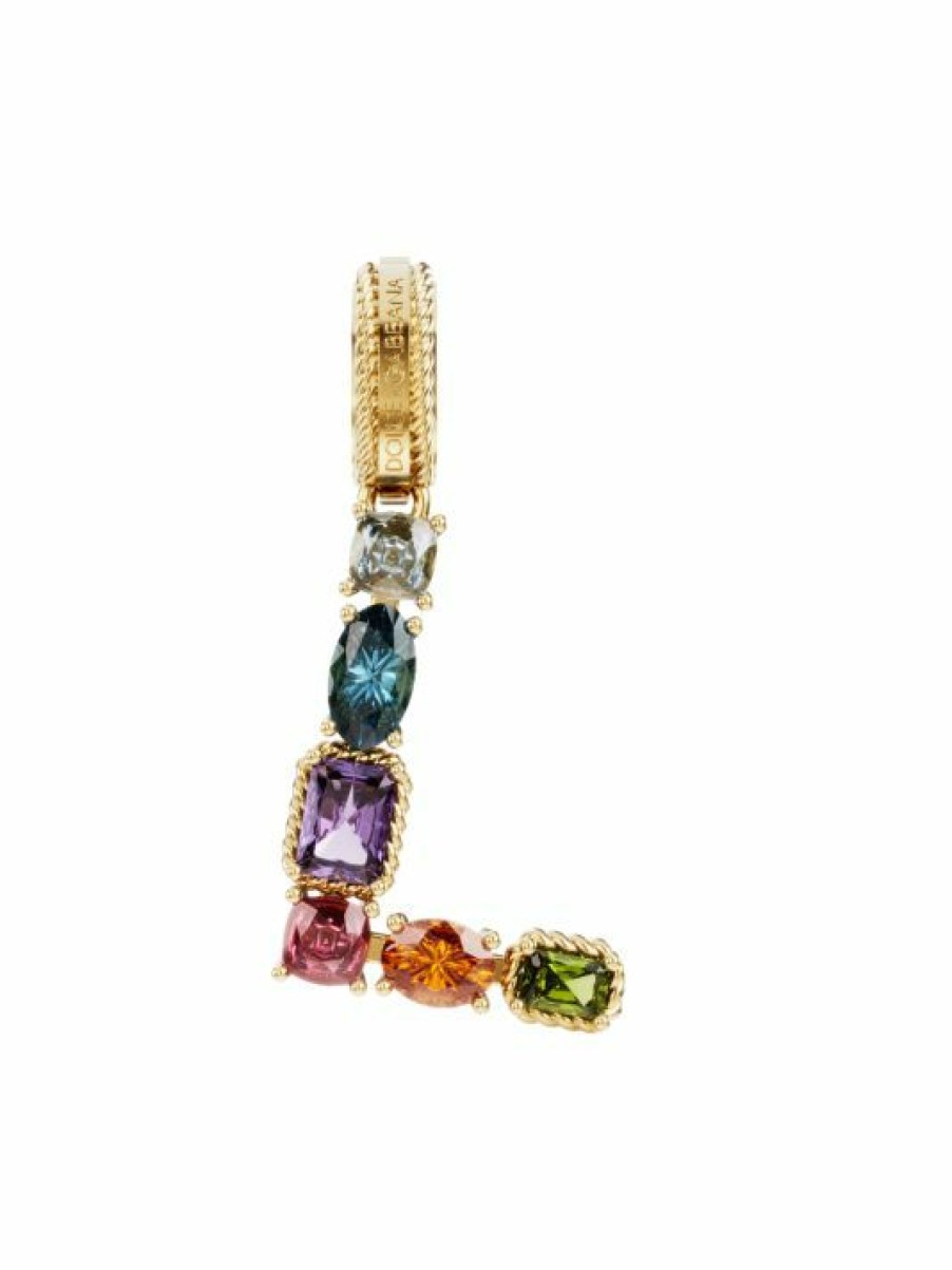 Jewelry * | Dolce&Gabbana Rainbow Alphabet 18K Yellow Gold & Multi Gemstone Initial L Charm