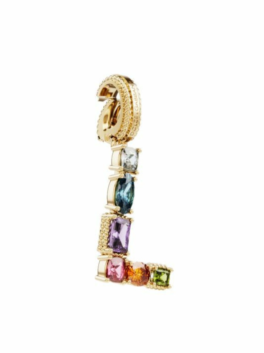 Jewelry * | Dolce&Gabbana Rainbow Alphabet 18K Yellow Gold & Multi Gemstone Initial L Charm