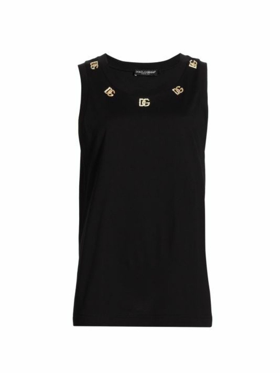 Women'S Clothing * | Dolce&Gabbana Metal & Crystal-Embellished Logo Tank