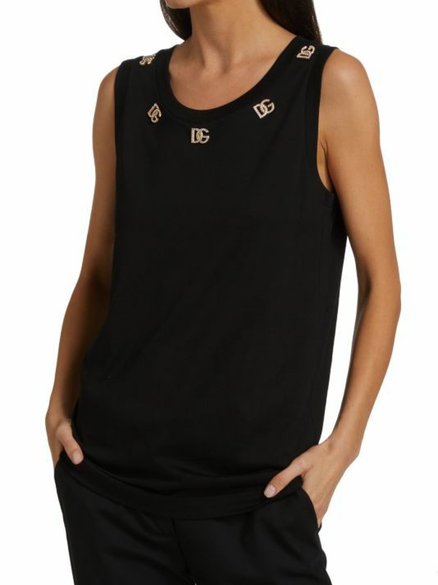 Women'S Clothing * | Dolce&Gabbana Metal & Crystal-Embellished Logo Tank