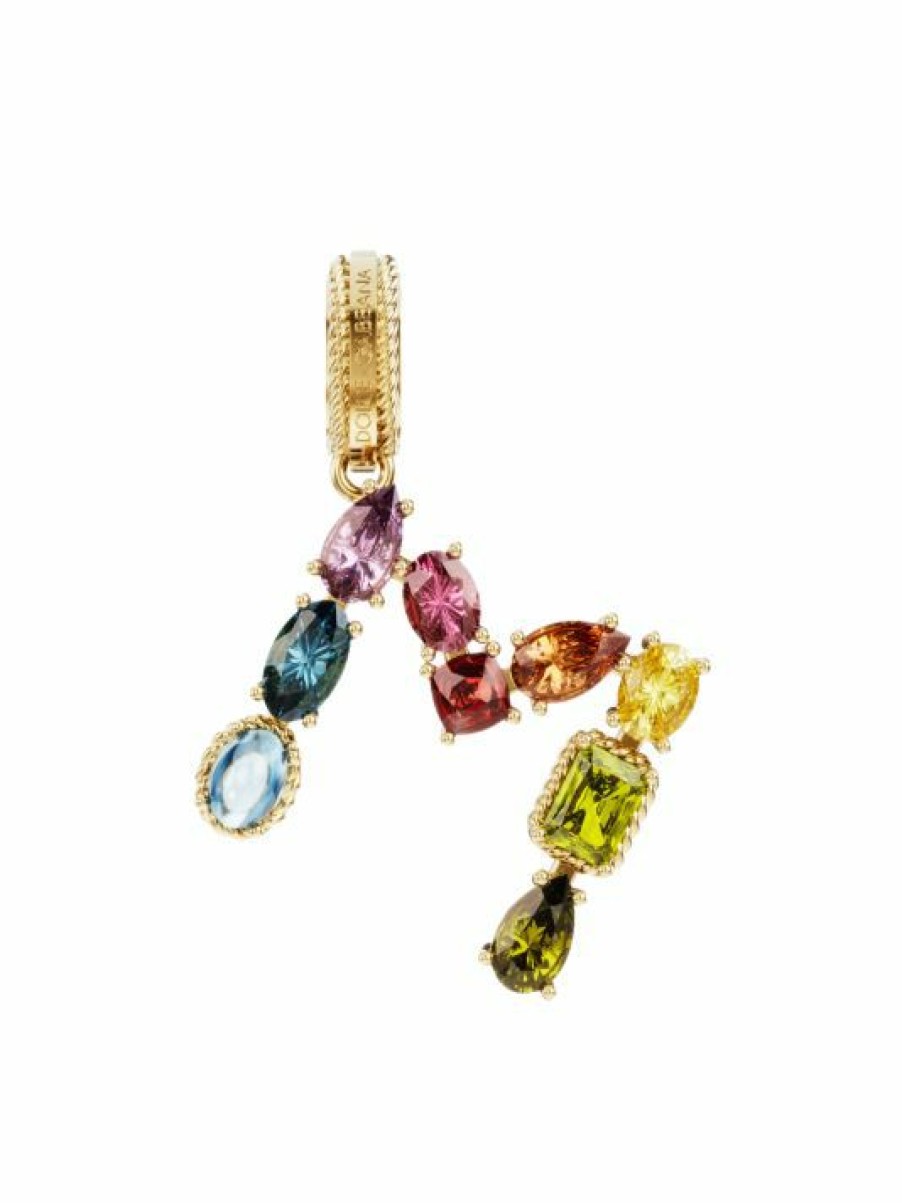 Jewelry * | Dolce&Gabbana Rainbow Alphabet 18K Yellow Gold & Multi Gemstone Initial M Charm