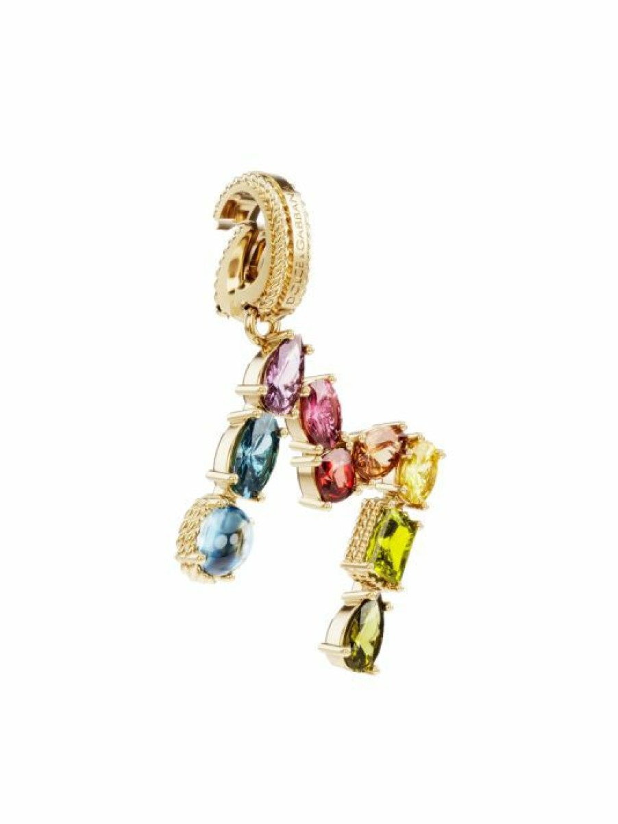 Jewelry * | Dolce&Gabbana Rainbow Alphabet 18K Yellow Gold & Multi Gemstone Initial M Charm