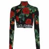 Women'S Clothing * | Dolce&Gabbana Cropped Floral-Print & Logo-Hem Top