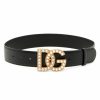 Accessories * | Dolce&Gabbana Crystal-Embellished Logo Buckle Leather Belt