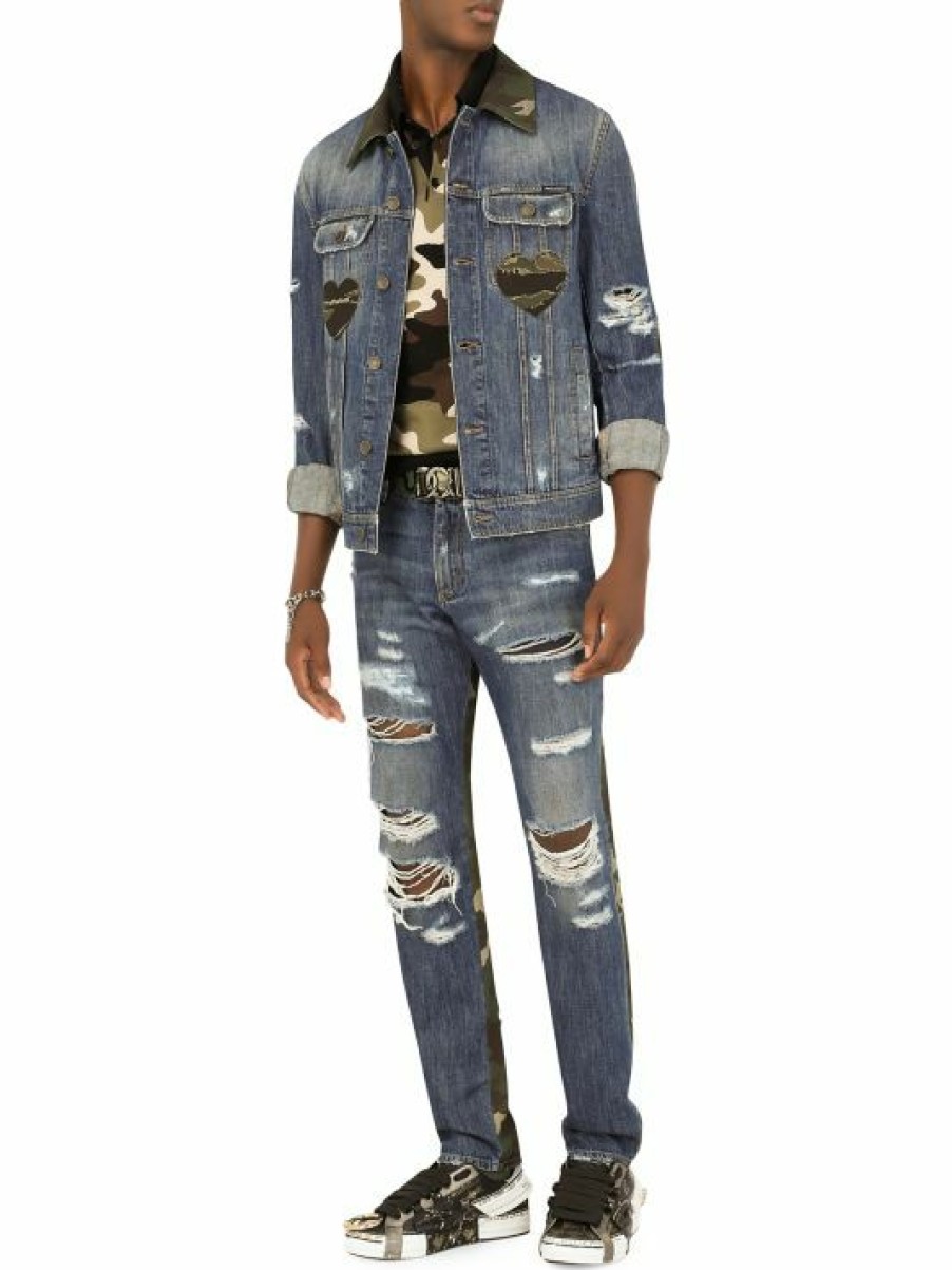 Men * | Dolce&Gabbana Two-Tone Distressed Jeans For Men