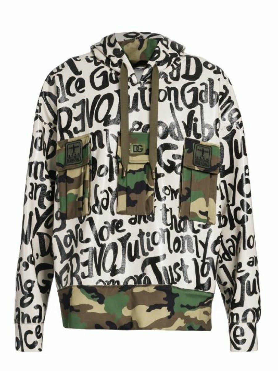 Men * | Dolce&Gabbana Camo Print Trimmed Logo Sweatshirt For Men