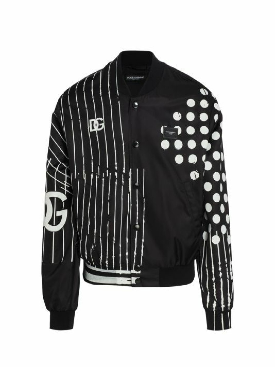 Men * | Dolce&Gabbana Print-Block Logo Bomber Jacket For Men