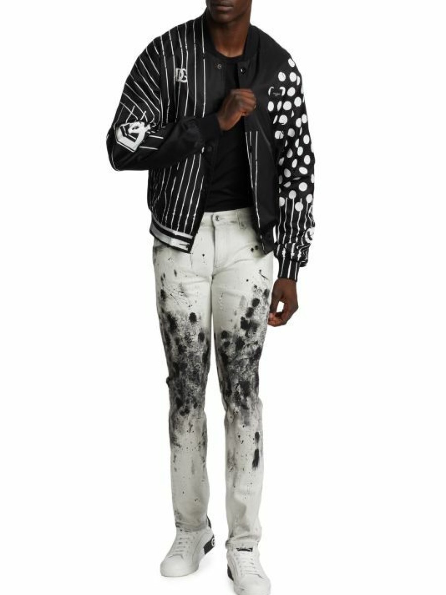 Men * | Dolce&Gabbana Print-Block Logo Bomber Jacket For Men