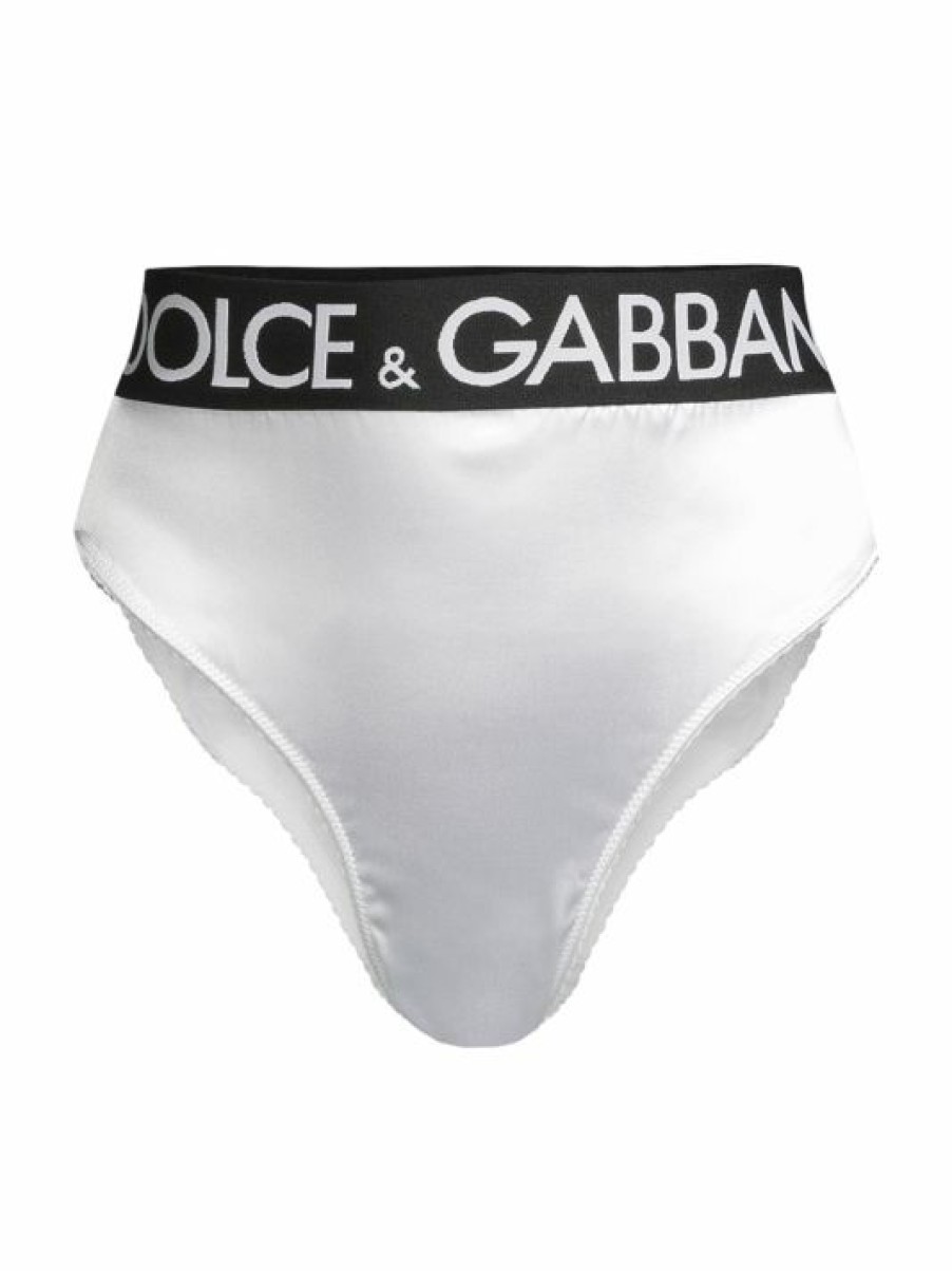 Women'S Clothing * | Dolce&Gabbana Satin Logo High-Waisted Brief