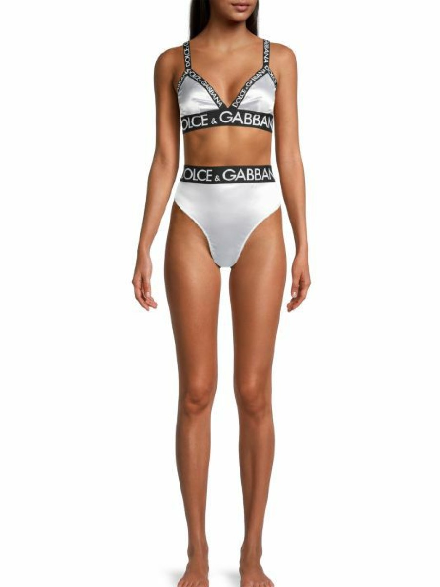 Women'S Clothing * | Dolce&Gabbana Satin Logo High-Waisted Brief