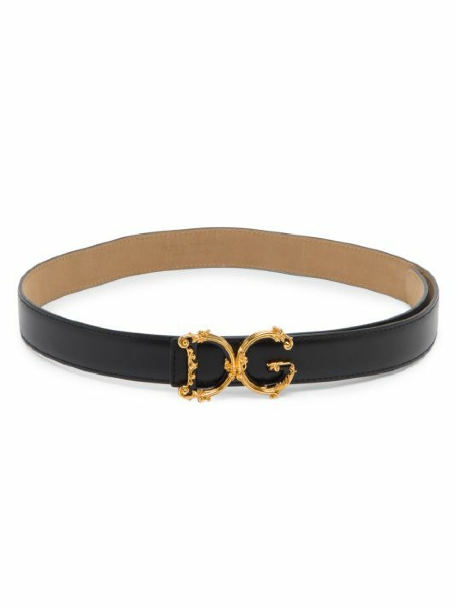 Accessories * | Dolce&Gabbana Baroque Logo Leather Belt