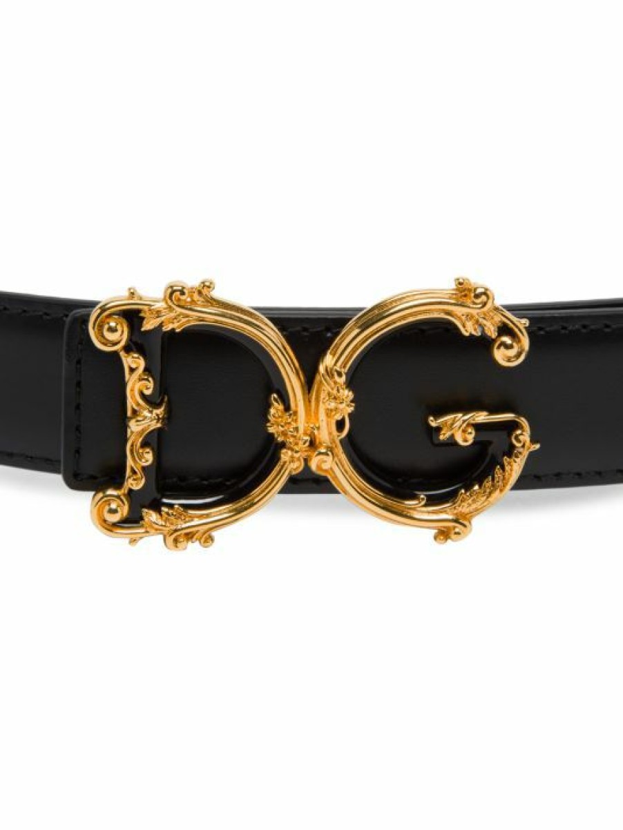 Accessories * | Dolce&Gabbana Baroque Logo Leather Belt