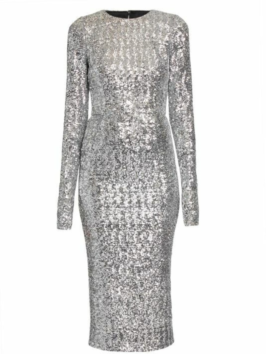 Women'S Clothing * | Dolce&Gabbana Zebra Sequin-Embroidered Midi-Dress