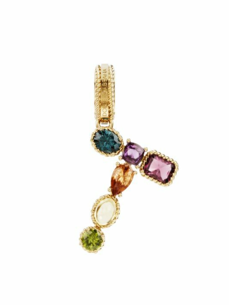 Jewelry * | Dolce&Gabbana Rainbow Alphabet 18K Yellow Gold & Multi Gemstone Initial T Charm