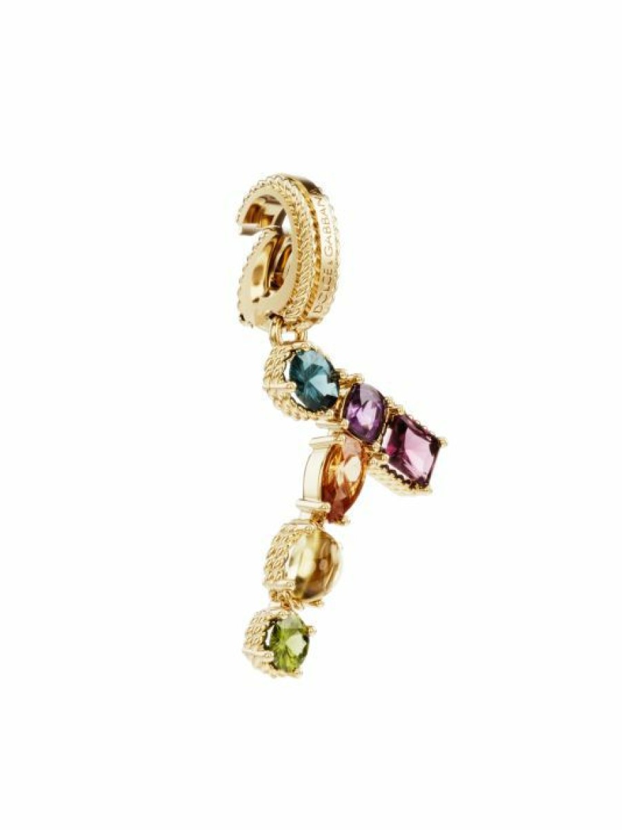 Jewelry * | Dolce&Gabbana Rainbow Alphabet 18K Yellow Gold & Multi Gemstone Initial T Charm