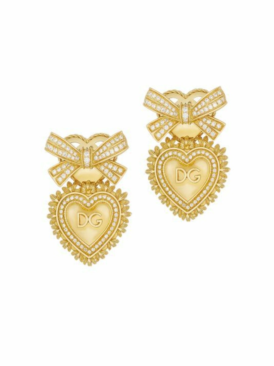 Jewelry * | Dolce&Gabbana 18K Yellow Gold & Diamond Devotion Earrings