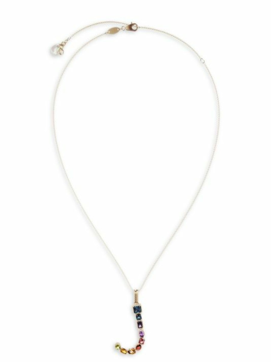 Jewelry * | Dolce&Gabbana Rainbow Alphabet 18K Gold & Gemstone Initial J Pendant Necklace