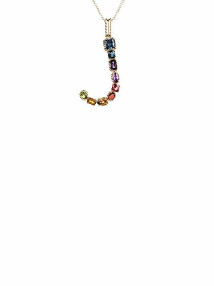 Jewelry * | Dolce&Gabbana Rainbow Alphabet 18K Gold & Gemstone Initial J Pendant Necklace