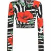 Women'S Clothing * | Dolce&Gabbana Poppy & Zebra-Print Crop Top