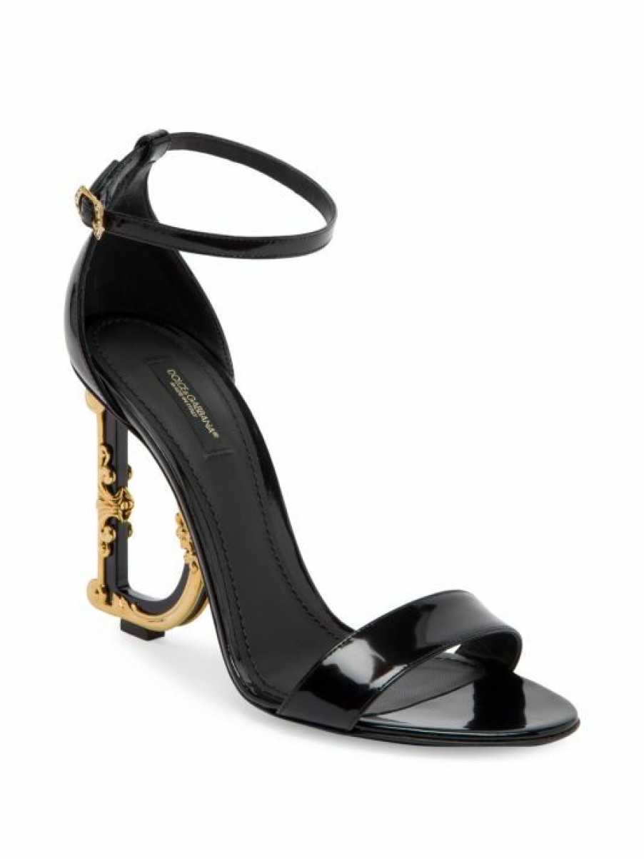 Men * | Dolce&Gabbana Sculpted-Heel Patent Leather Sandals