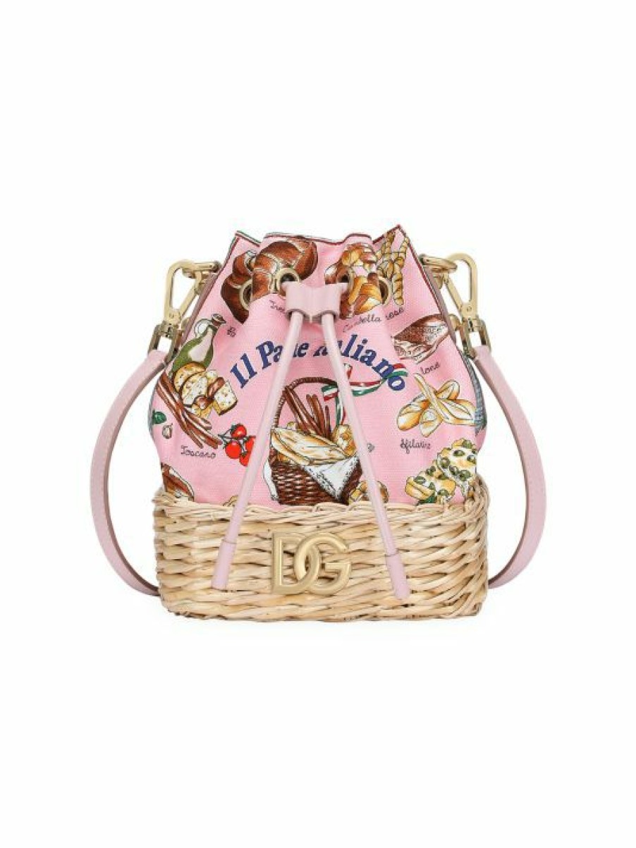 Handbags * | Dolce&Gabbana Canvas & Raffia Bucket Bag